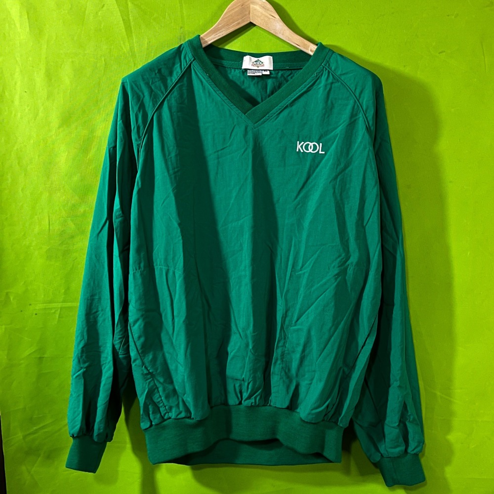 Vtg 90s KOOL Cigarettes Windbreaker Pullover Green Nylon V-Neck XL Promo Jacket‎